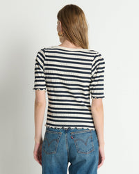 April Envelope Top in Crinkle Stripe - Bliss Boutiques
