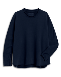 The Frank & Eileen Anna Long-Sleeve Capelet in Tide is displayed flat on a white background, with one sleeve slightly bent inward at the bottom.