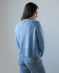 Hi Rib Cardigan W/ Slits in Heather - Bliss Boutiques