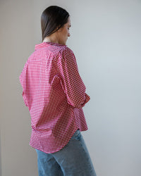 Eileen Relaxed Button Up in Red White Check - Bliss Boutiques