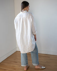 Yuki Shirtdress in White Linen Twill - Bliss Boutiques