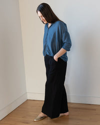 LLEA BLUE Clothing Becca Wide Leg Pant in Black Linen Twill