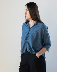 Ophelia Boxy Top in Moonlit Ocean Cotton Silk - Bliss Boutiques