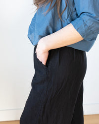 LLEA BLUE Clothing Becca Wide Leg Pant in Black Linen Twill