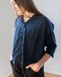 Ophelia Boxy Top in Ink Cotton Silk - Bliss Boutiques