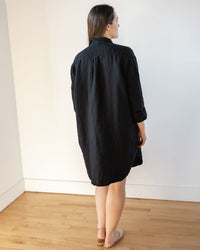 Yuki Shirtdress in Black Linen Twill - Bliss Boutiques