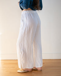 LLEA BLUE Clothing Becca Wide Leg Pant in White Linen Twill