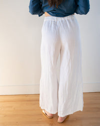 LLEA BLUE Clothing Becca Wide Leg Pant in White Linen Twill