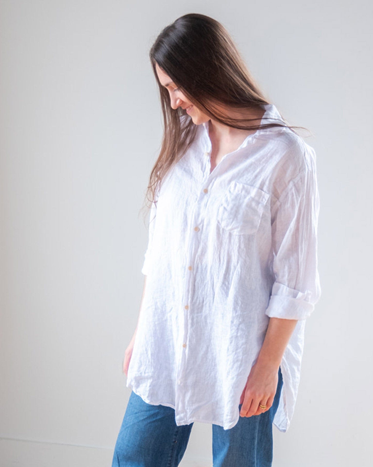 Ciel Tunic Blouse in White Linen