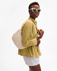 Clare V. Knot Woven Leather Lune in White
