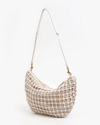 Clare V. Knot Woven Leather Lune in White