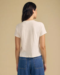Marika Short Sleeve Crew Neck Crop Top in Beach