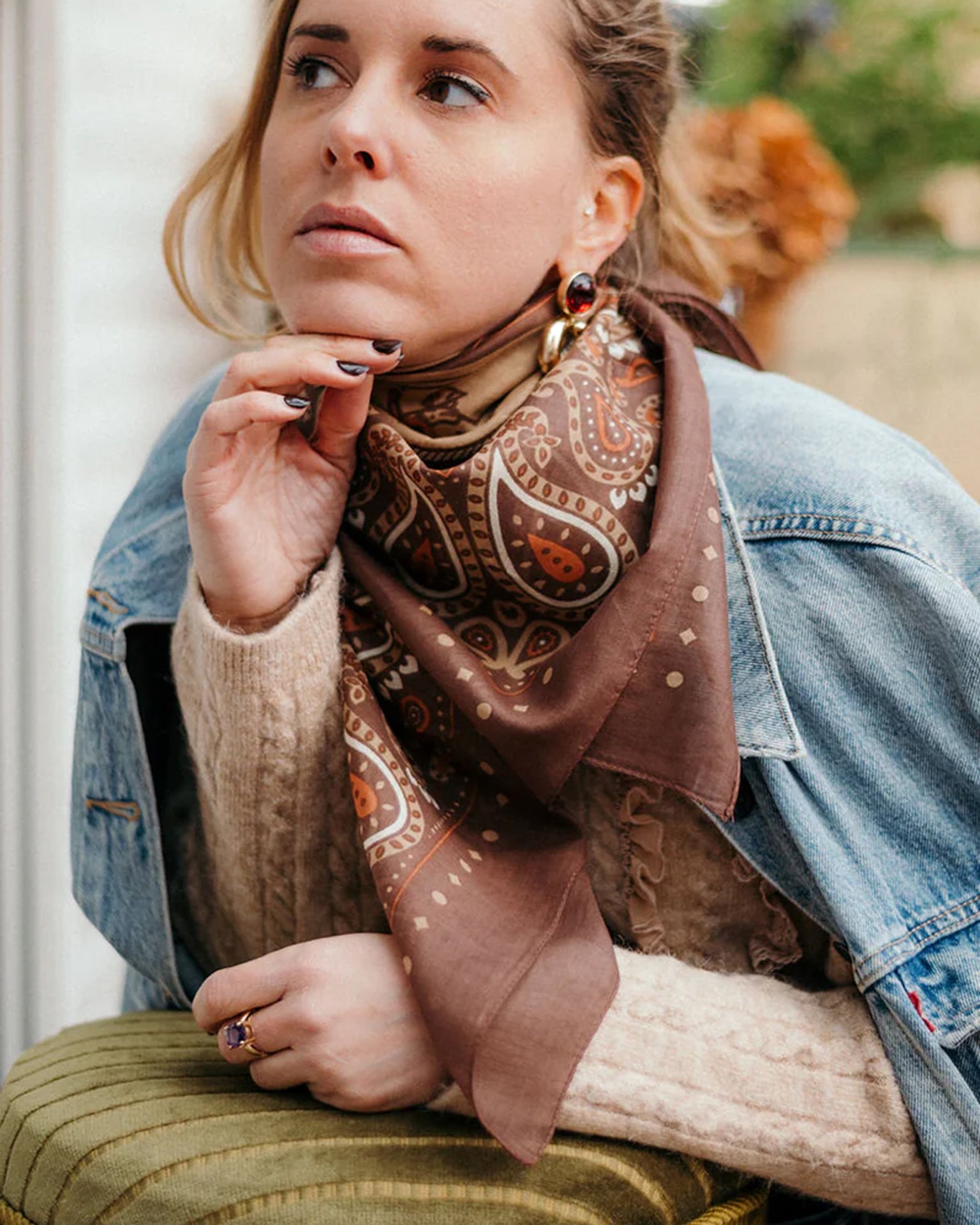 Maison Lecomte Flament Rodeo Cotton Bandana in Capucino