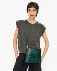 Margot Double Sac Bretelle - Autumn Croco in Deep Pine - Bliss Boutiques
