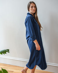 Rory Maxi Denim Shirtdress in Washed Navy