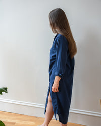 Rory Maxi Denim Shirtdress in Washed Navy