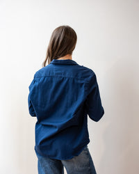 Eileen Relaxed Button-Up Denim Shirt in Washed Navy