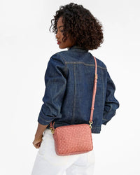 Clare V. Accessories Rose Clay Midi Sac - Woven Checker in Rose Clay
