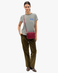 Midi Sac w/ Pocket - Medium Woven Diagonal in Garnet