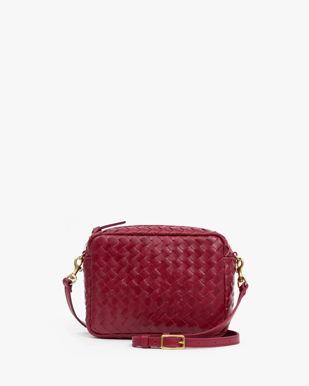 Midi Sac w/ Pocket - Medium Woven Diagonal in Garnet
