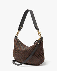 Clare V. Accessories Black/Chocolate Moyen Messenger - Leather & Suede Woven Checker in Black/Chocolate