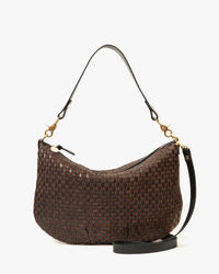 Clare V. Accessories Black/Chocolate Moyen Messenger - Leather & Suede Woven Checker in Black/Chocolate