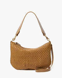 Clare V. Accessories Sequoia Moyen Messenger - Leather & Suede Woven Checker in Sequoia