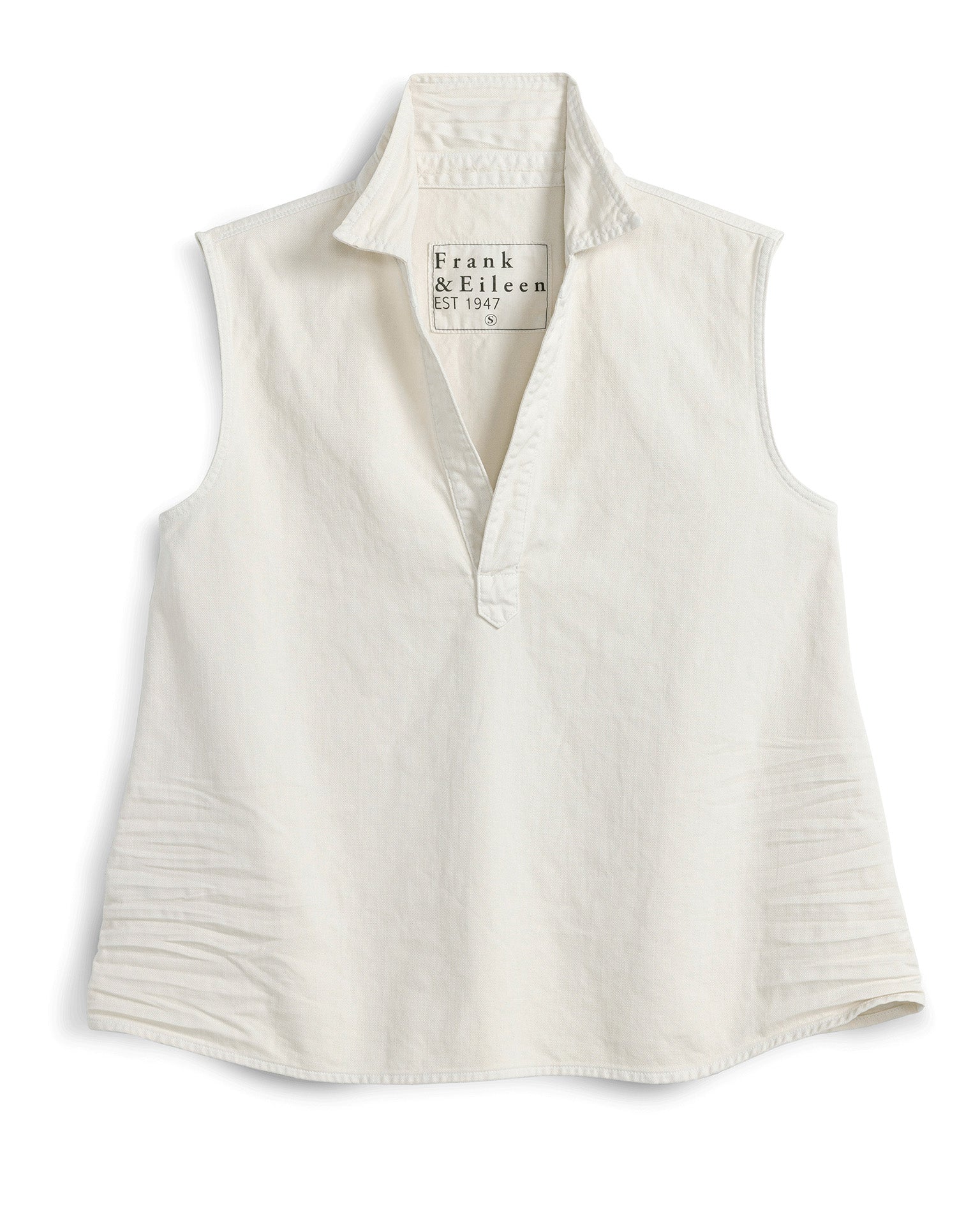Olivia Popover Tank in Vintage White Distressed Denim