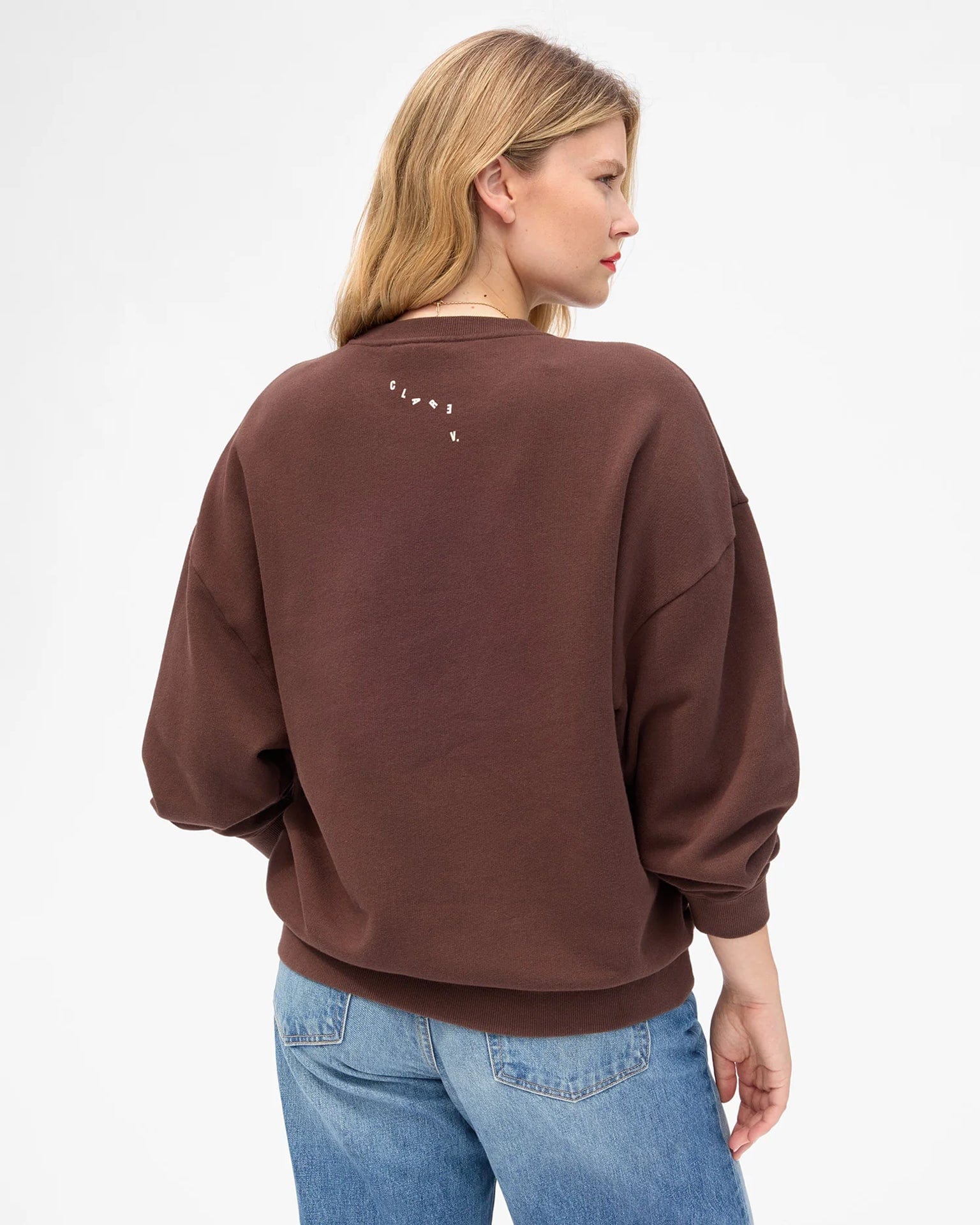 Clare V. Clothing Block Ciao Oversized Sweatshirt in Chocolate