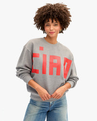 Grand Block Ciao Oversized Sweatshirt in Grey Melange - Bliss Boutiques