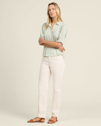 Trovata Birds of Paradis Clothing Jess Blouse Hushed Meadow in Verde Micro Stripe