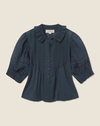 Trovata Birds of Paradis Clothing Jess Blouse in Teal Cotton Voile