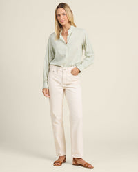 Trovata Birds of Paradis Clothing Rumi Blouse Hushed Meadow in Verde Micro Stripe