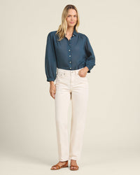 Trovata Birds of Paradis Clothing Zola Blouse in Teal Cotton Voile