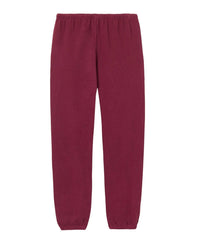 The Johnny French Terry Easy Sweatpant in Dark Burgundy by perfectwhitetee features soft cotton, an elastic waistband, and ankle cuffs. Shown flat on a white background, these joggers are perfect for casual comfort.