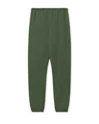 The perfectwhitetee Johnny French Terry Easy Sweatpant in Fern Green features a plain design with an elastic waistband and cuffs, shown laid flat on a white background.