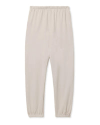 The Johnny French Terry Easy Sweatpant in Silver by perfectwhitetee, crafted from soft french terry cotton with an elastic waistband and cuffs, is shown laid flat on a white background. Ideal for elevated loungewear style.