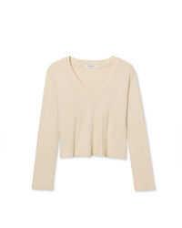 Fiona L/S Recycled V Neck in Sugar - Bliss Boutiques
