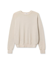The Alexi French Terry Sweatshirt in Silver by perfectwhitetee features soft fabric, long sleeves, ribbed cuffs, and waistband, shown on a white background.