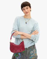 Petit Moyen Messenger-Medium Woven Diagonal in Garnet