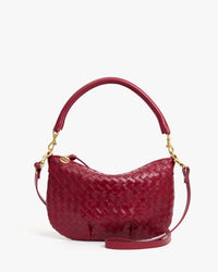 Petit Moyen Messenger-Medium Woven Diagonal in Garnet
