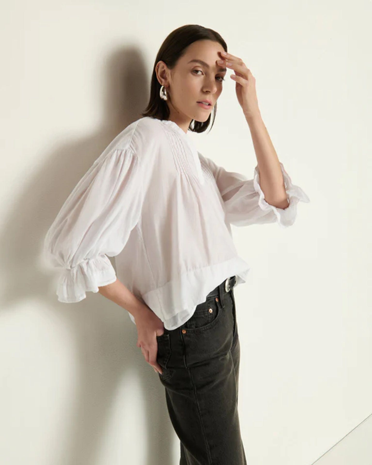 Nation LTD Clothing Scarlet Pintuck Blouse in White