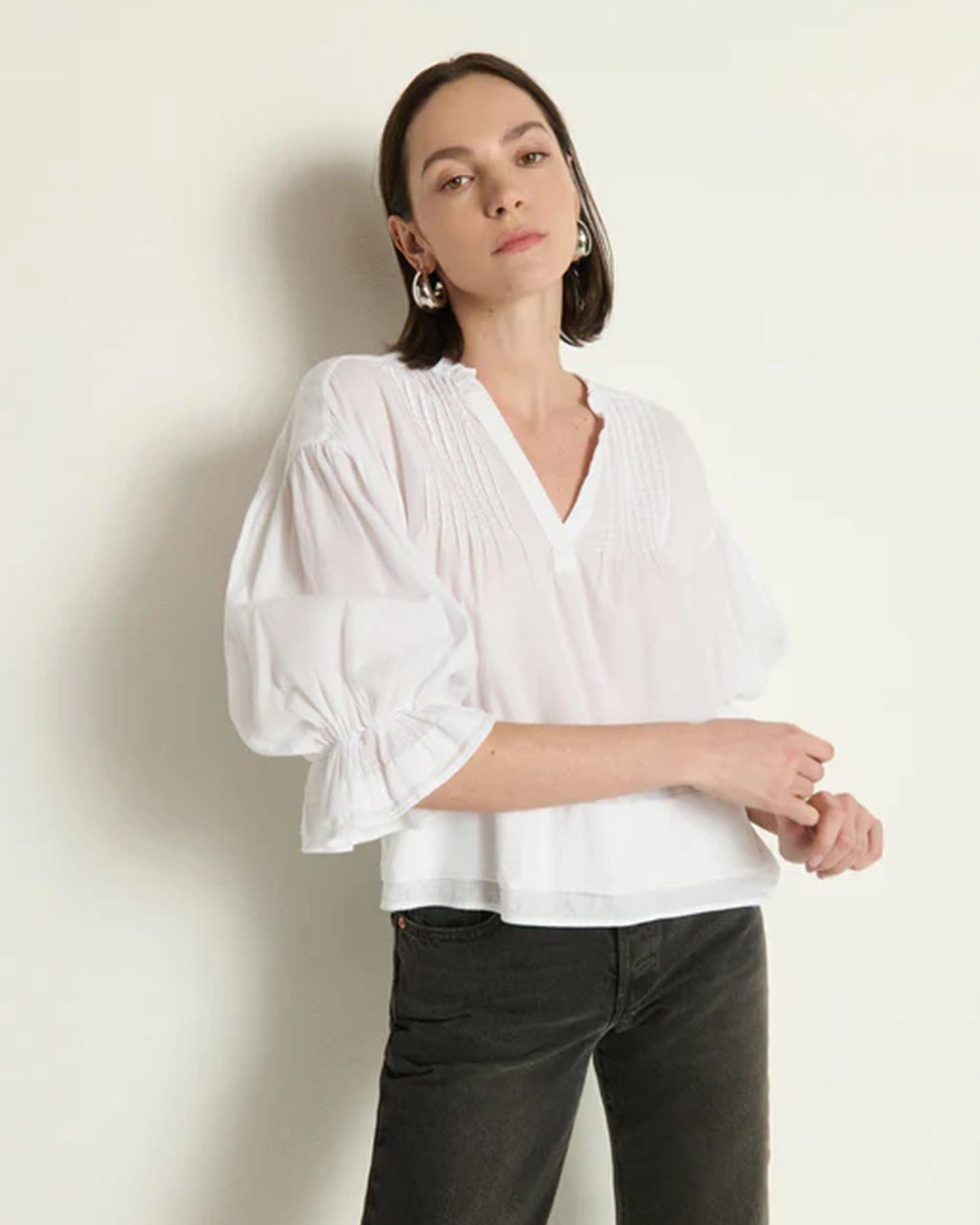 Nation LTD Clothing Scarlet Pintuck Blouse in White