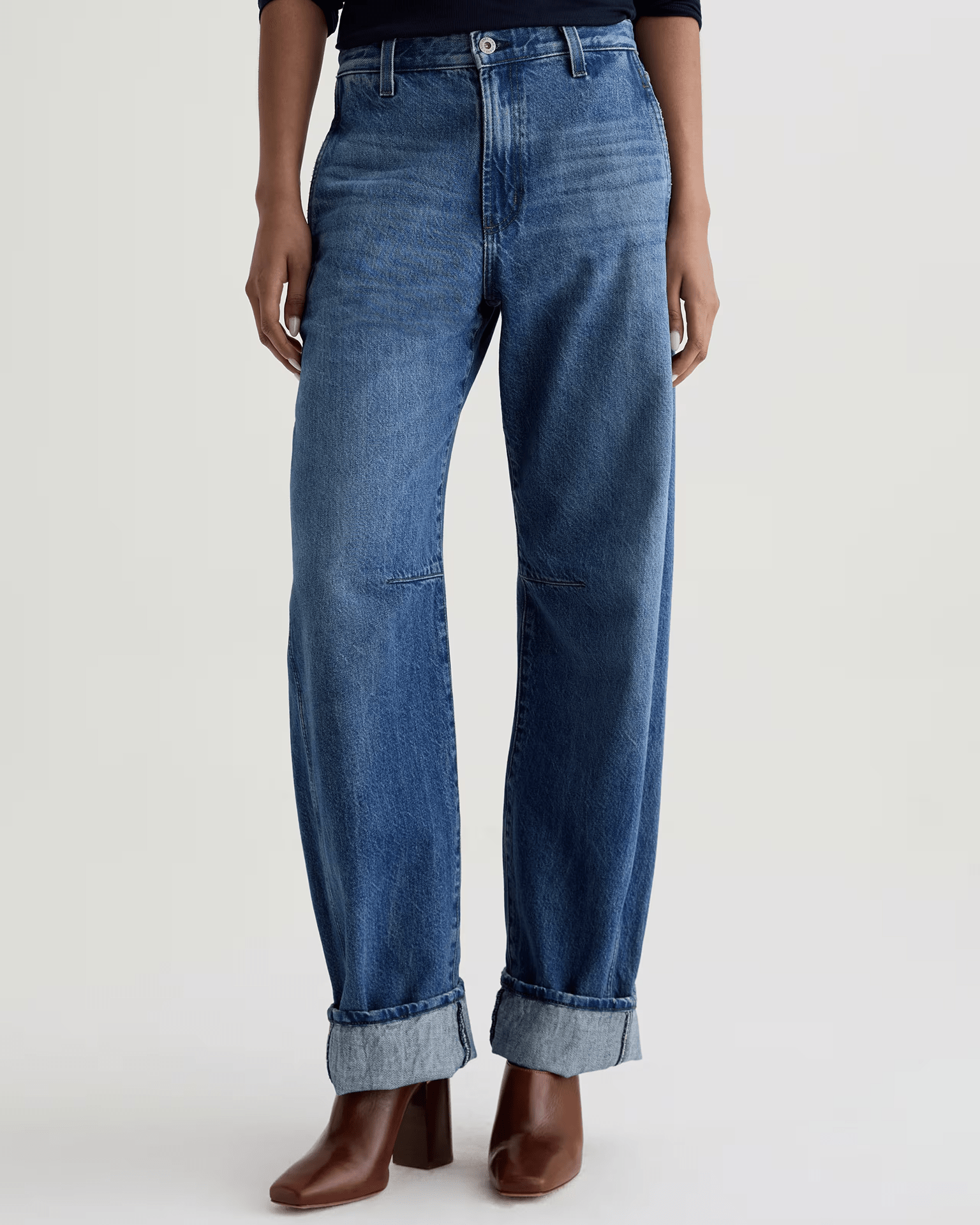 AG Jeans Denim Mercer Cuffed High Rise Barrel in Nouveau