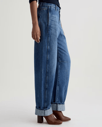 AG Jeans Denim Mercer Cuffed High Rise Barrel in Nouveau