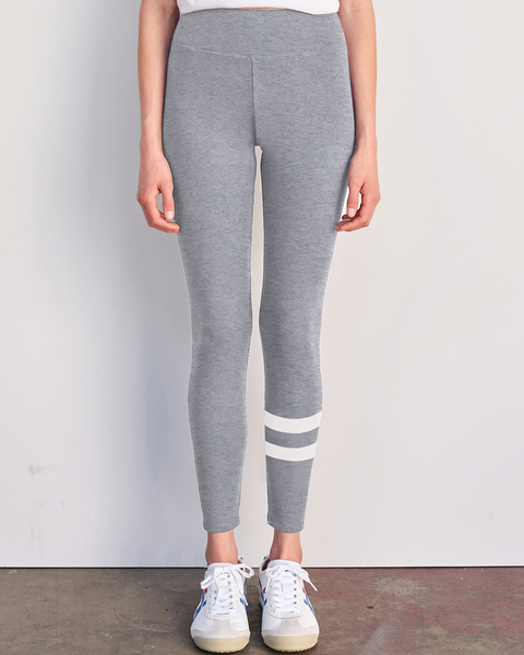 Sundry Striped Leggings in Heather Grey- Bliss Boutiques