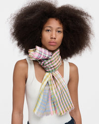 Madras Square Scarf in Rose