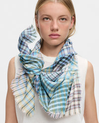 Madras Square Scarf in Steel