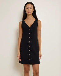Sylvie V-Neck Mini Dress in Jet Black