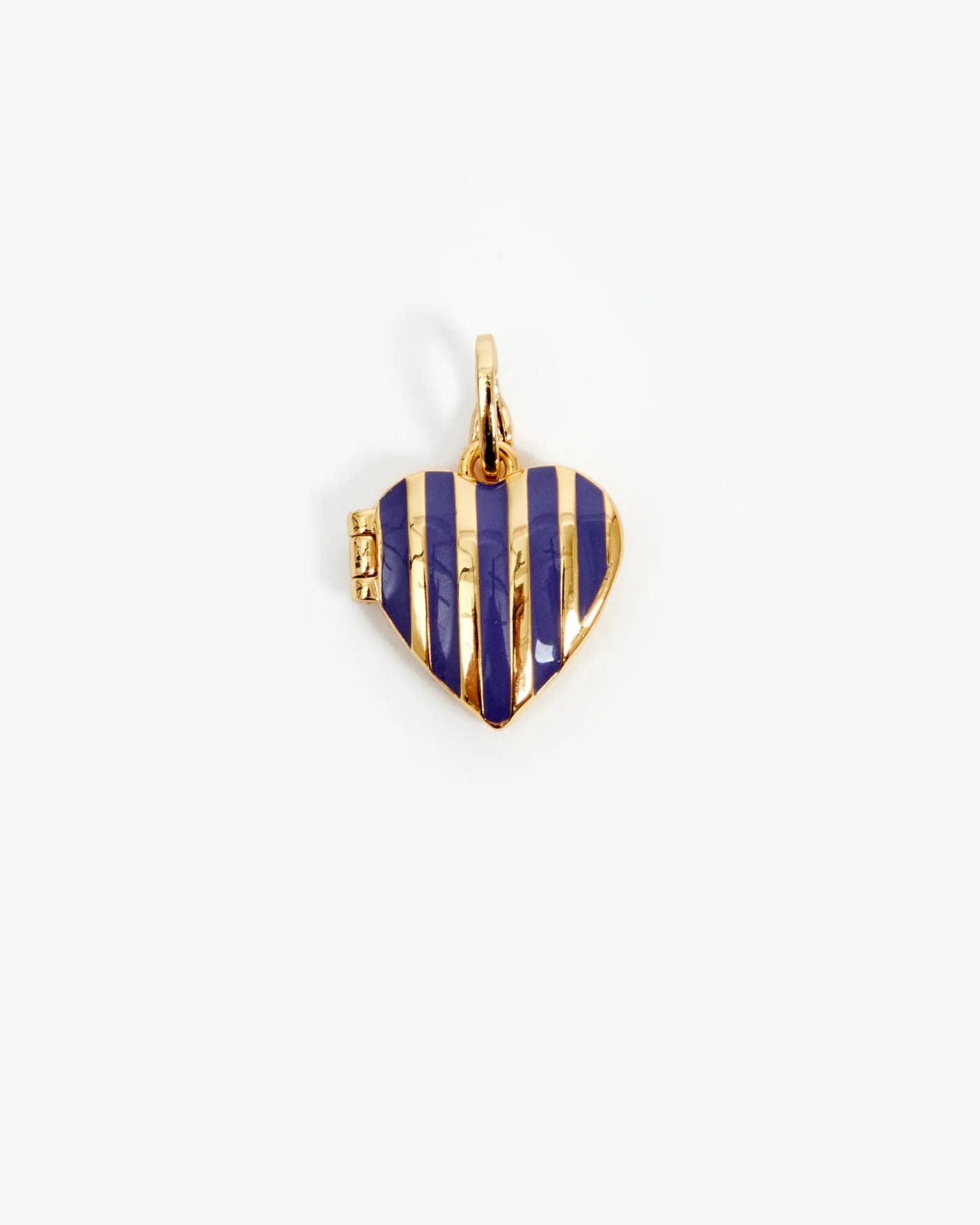 Clare V. Jewelry Navy Stripe Heart Locket in Navy